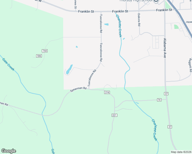 map of restaurants, bars, coffee shops, grocery stores, and more near 735 Tuscaloosa Road in Thorsby