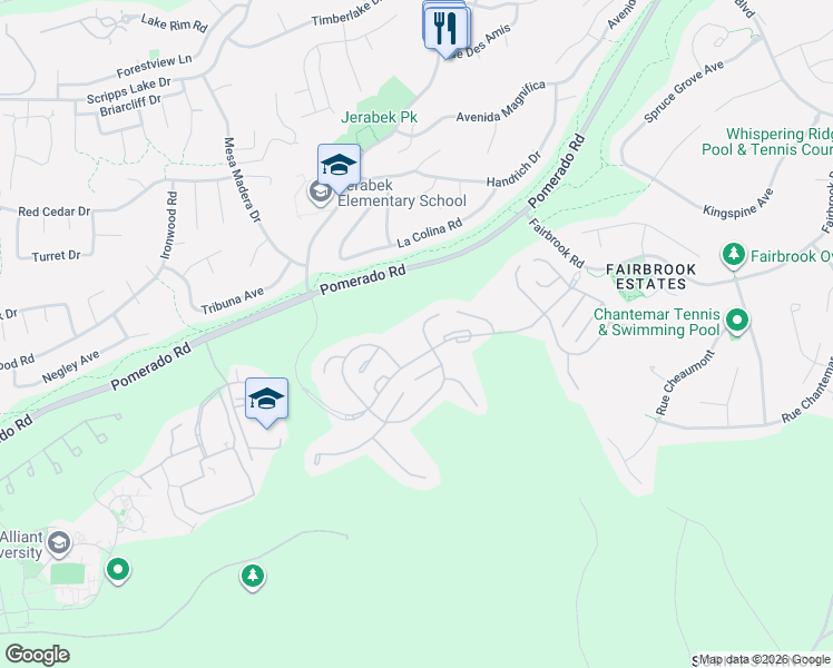 map of restaurants, bars, coffee shops, grocery stores, and more near 9850 Caminito Munoz in San Diego