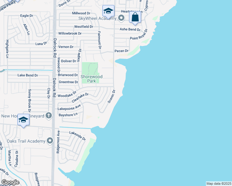 map of restaurants, bars, coffee shops, grocery stores, and more near 4609 Scenic Drive in Rowlett
