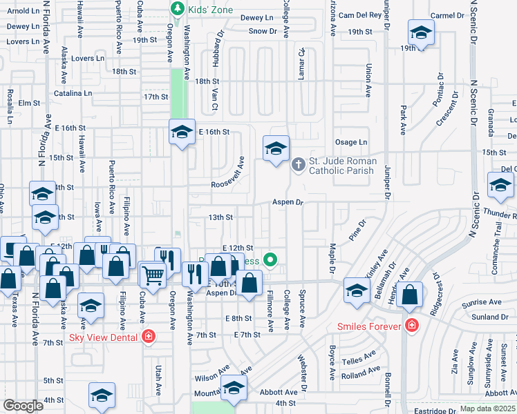 map of restaurants, bars, coffee shops, grocery stores, and more near 1333 Filmore Avenue in Alamogordo