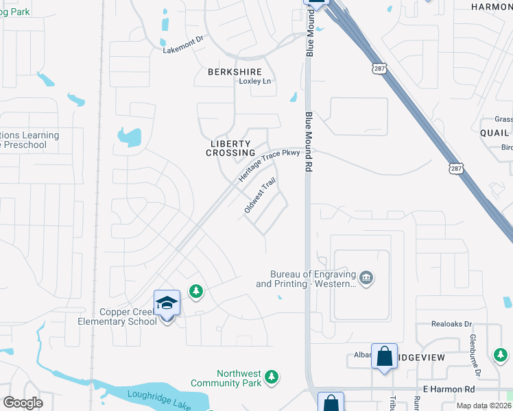 map of restaurants, bars, coffee shops, grocery stores, and more near 9229 Conestoga Drive in Fort Worth