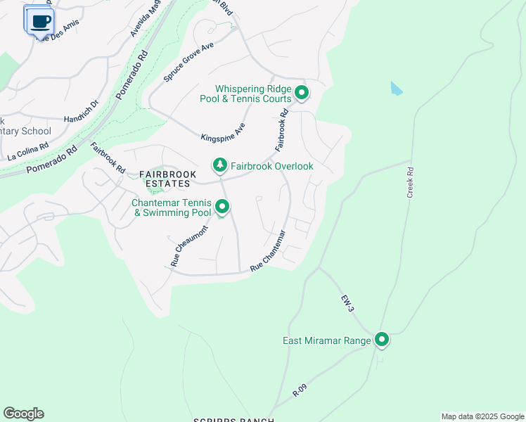 map of restaurants, bars, coffee shops, grocery stores, and more near 12516 Rougemont Place in San Diego