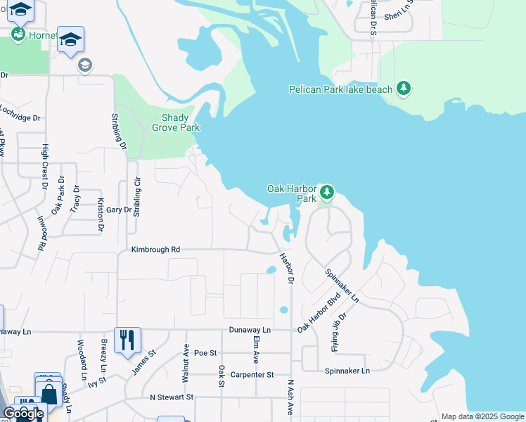 map of restaurants, bars, coffee shops, grocery stores, and more near 692 Harbor Drive in Azle