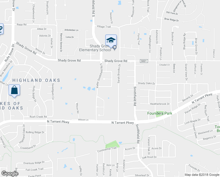 map of restaurants, bars, coffee shops, grocery stores, and more near 1520 Silverleaf Drive in Keller