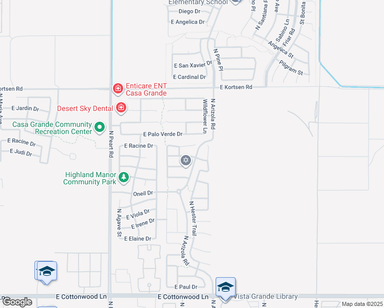 map of restaurants, bars, coffee shops, grocery stores, and more near 1656 East Judi Street in Casa Grande