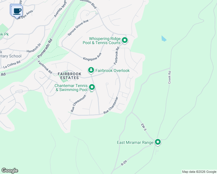 map of restaurants, bars, coffee shops, grocery stores, and more near 12516 Rougemont Place in San Diego