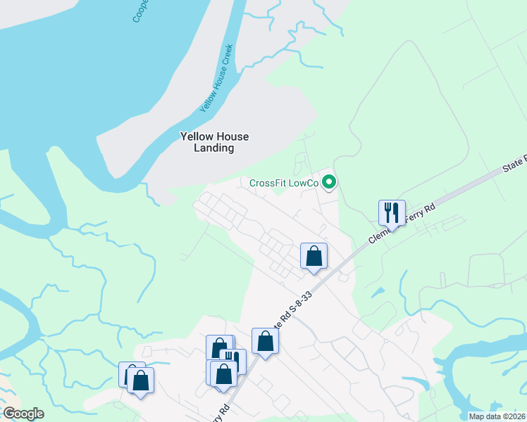 map of restaurants, bars, coffee shops, grocery stores, and more near 481 Jessen Lane in Charleston
