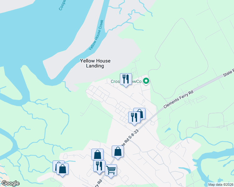 map of restaurants, bars, coffee shops, grocery stores, and more near 481 Jessen Lane in Charleston