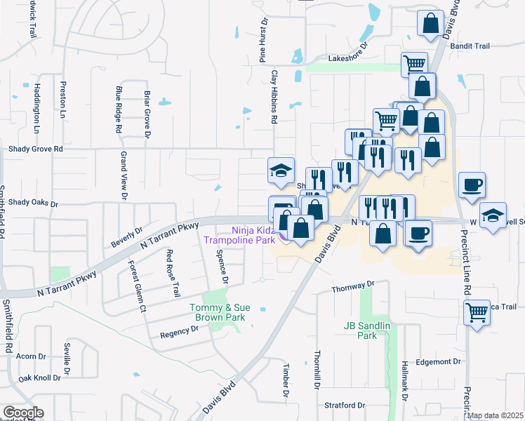 map of restaurants, bars, coffee shops, grocery stores, and more near 8620 Amhurst Court in North Richland Hills