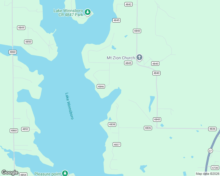 map of restaurants, bars, coffee shops, grocery stores, and more near County Road 4846 in Winnsboro