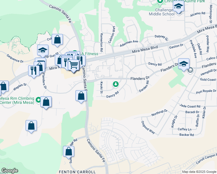 map of restaurants, bars, coffee shops, grocery stores, and more near 10235 Kamwood Place in San Diego