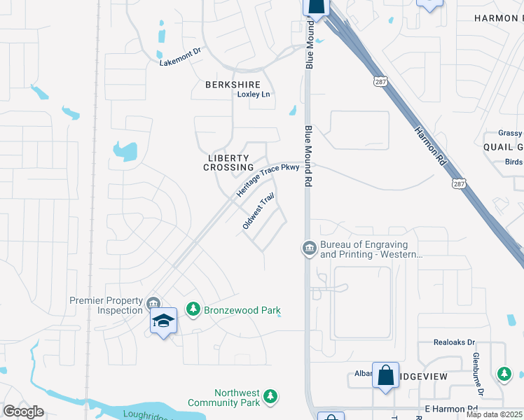 map of restaurants, bars, coffee shops, grocery stores, and more near 9216 Oldwest Trail in Fort Worth