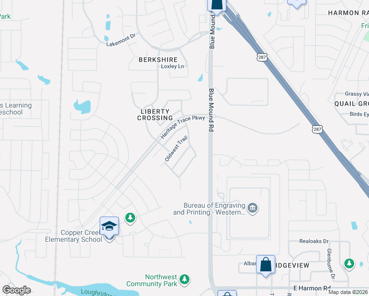 map of restaurants, bars, coffee shops, grocery stores, and more near 9229 Conestoga Drive in Fort Worth