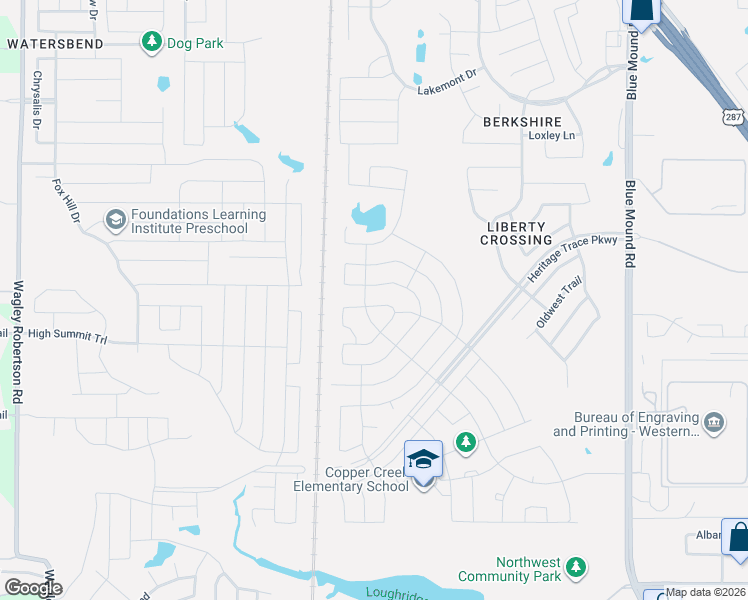 map of restaurants, bars, coffee shops, grocery stores, and more near 9141 Copper Crossing Drive in Fort Worth
