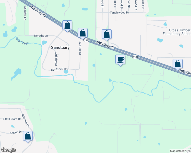 map of restaurants, bars, coffee shops, grocery stores, and more near 399 S Pearson Ln in Azle