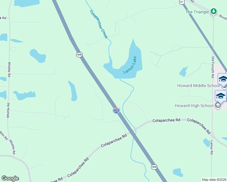 map of restaurants, bars, coffee shops, grocery stores, and more near Interstate 475 in Macon