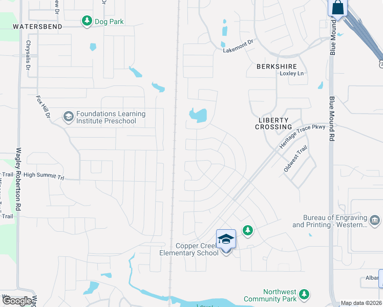 map of restaurants, bars, coffee shops, grocery stores, and more near 9357 Flying Eagle Lane in Fort Worth