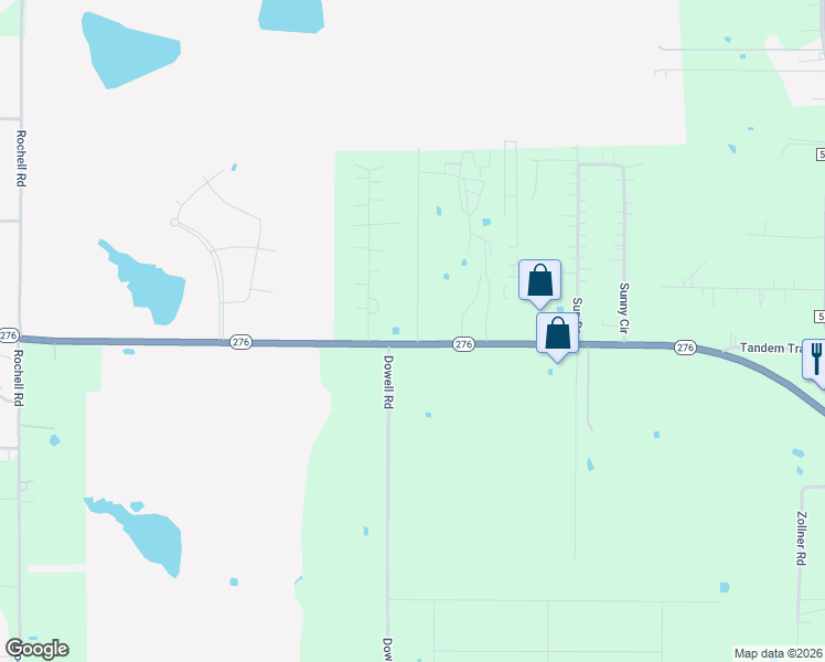 map of restaurants, bars, coffee shops, grocery stores, and more near 2038 Midlake Road in Rockwall