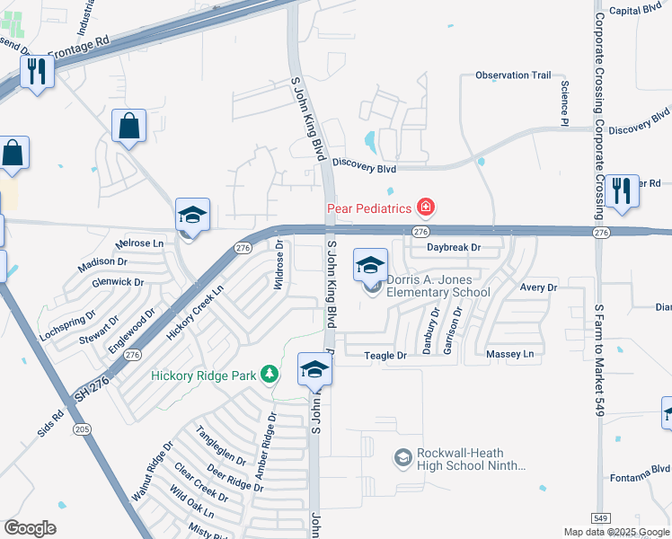 map of restaurants, bars, coffee shops, grocery stores, and more near 1870 John King Boulevard in Heath