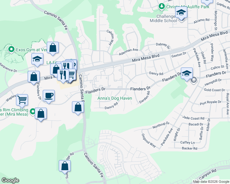 map of restaurants, bars, coffee shops, grocery stores, and more near 10781 Caminito Alvarez in San Diego