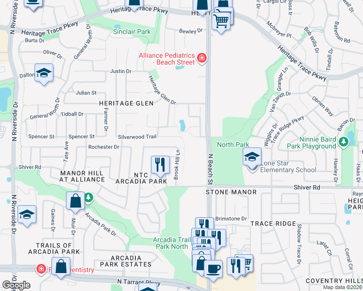 map of restaurants, bars, coffee shops, grocery stores, and more near 4400 Statesman Lane in Fort Worth