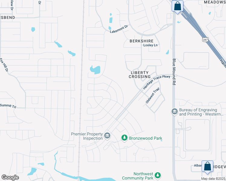 map of restaurants, bars, coffee shops, grocery stores, and more near 9256 Flying Eagle Lane in Fort Worth