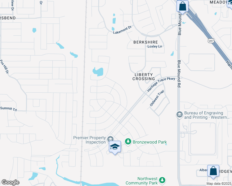 map of restaurants, bars, coffee shops, grocery stores, and more near 9256 Flying Eagle Lane in Fort Worth