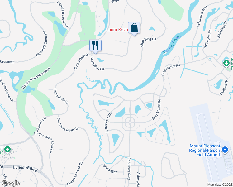 map of restaurants, bars, coffee shops, grocery stores, and more near 3544 Henrietta Hartford Road in Mount Pleasant