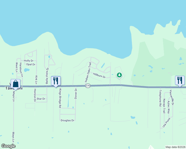 map of restaurants, bars, coffee shops, grocery stores, and more near 920 Hillburn Drive in West Tawakoni