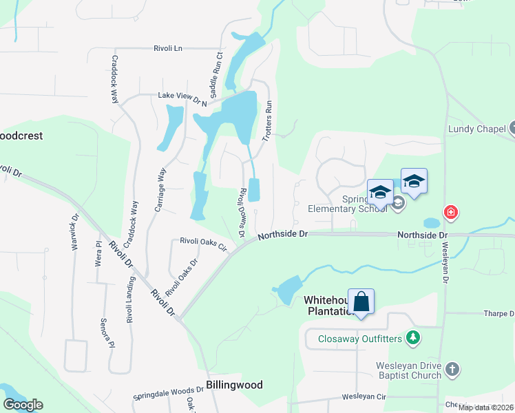 map of restaurants, bars, coffee shops, grocery stores, and more near 717 Allison Park in Macon