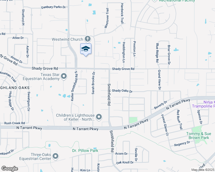 map of restaurants, bars, coffee shops, grocery stores, and more near 1504 Justin Court in Keller