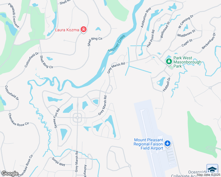 map of restaurants, bars, coffee shops, grocery stores, and more near 2029 Grey Marsh Road in Mount Pleasant