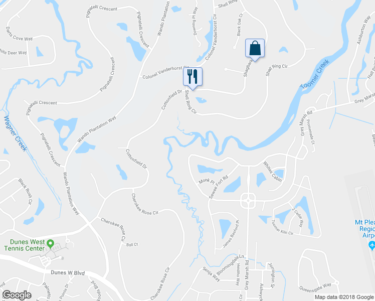 map of restaurants, bars, coffee shops, grocery stores, and more near 3492 Henrietta Hartford Road in Mount Pleasant