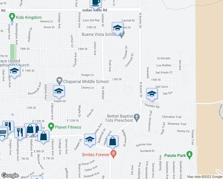 map of restaurants, bars, coffee shops, grocery stores, and more near 1406 Park Avenue in Alamogordo