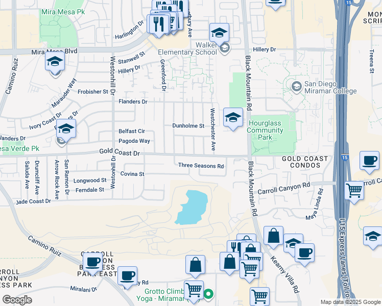 map of restaurants, bars, coffee shops, grocery stores, and more near 10336 Brookhurst Lane in San Diego