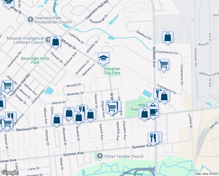 map of restaurants, bars, coffee shops, grocery stores, and more near 5929 North Murray Avenue in Hanahan