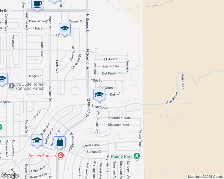 map of restaurants, bars, coffee shops, grocery stores, and more near 3016 Del Cerro in Alamogordo