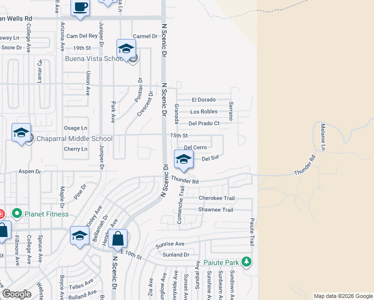 map of restaurants, bars, coffee shops, grocery stores, and more near 3004 Del Cerro in Alamogordo