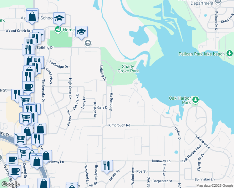 map of restaurants, bars, coffee shops, grocery stores, and more near 117 Dennis Drive in Azle