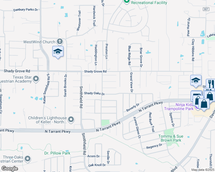 map of restaurants, bars, coffee shops, grocery stores, and more near 7909 Sheffield Ct in North Richland Hills