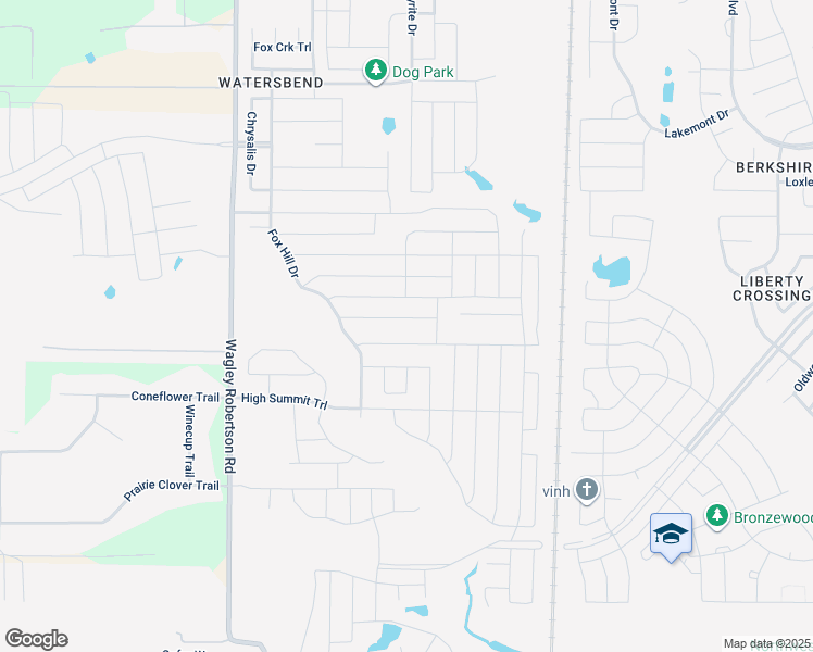 map of restaurants, bars, coffee shops, grocery stores, and more near 421 Crown Oaks Drive in Fort Worth