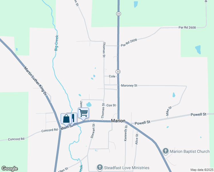 map of restaurants, bars, coffee shops, grocery stores, and more near 177 Maroney Street in Marion