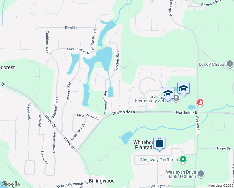 map of restaurants, bars, coffee shops, grocery stores, and more near 717 Allison Park in Macon