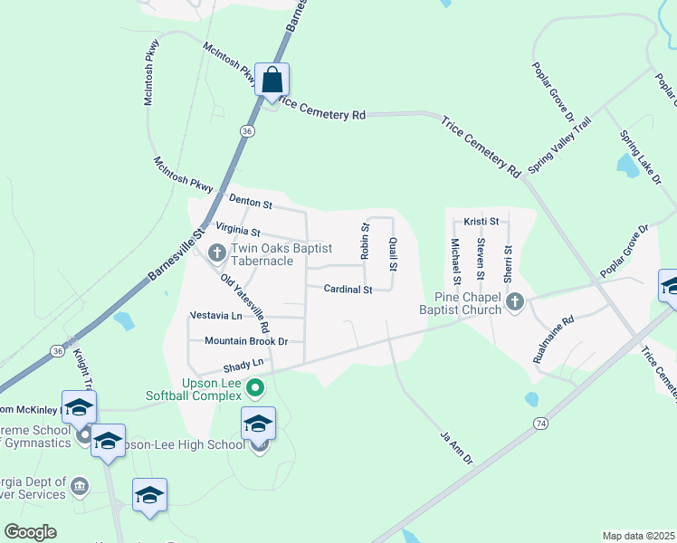 map of restaurants, bars, coffee shops, grocery stores, and more near 910 Wren Street in Thomaston