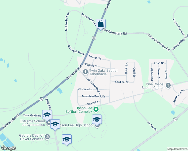 map of restaurants, bars, coffee shops, grocery stores, and more near 302 Easy Street in Thomaston