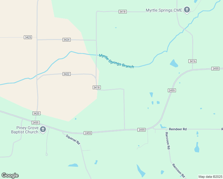 map of restaurants, bars, coffee shops, grocery stores, and more near County Road 3418 in Pittsburg