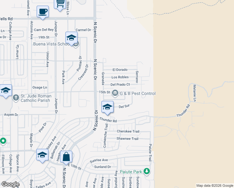 map of restaurants, bars, coffee shops, grocery stores, and more near 3017 15th Street in Alamogordo