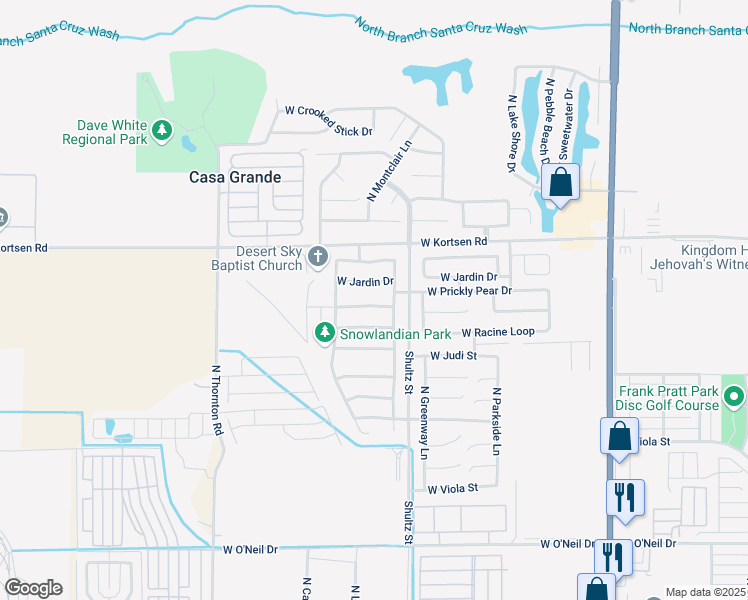 map of restaurants, bars, coffee shops, grocery stores, and more near 775 West Jardin Drive in Casa Grande