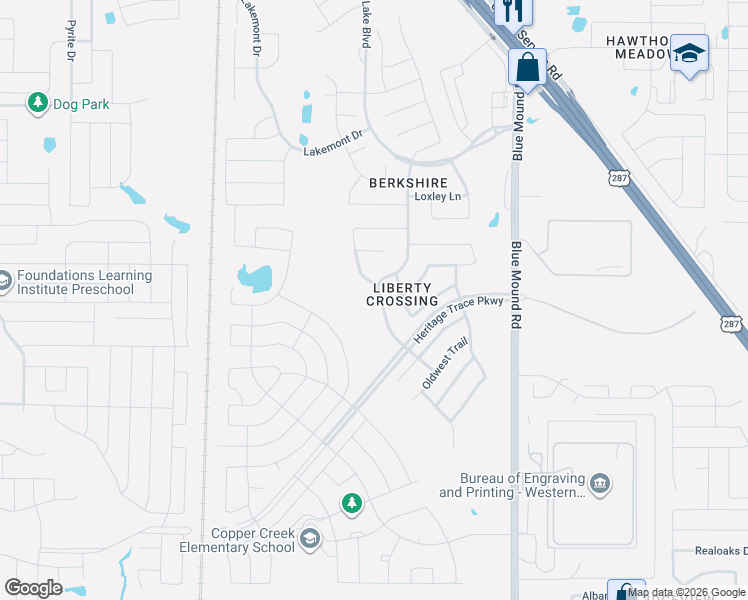 map of restaurants, bars, coffee shops, grocery stores, and more near 9448 Drovers View Trail in Fort Worth