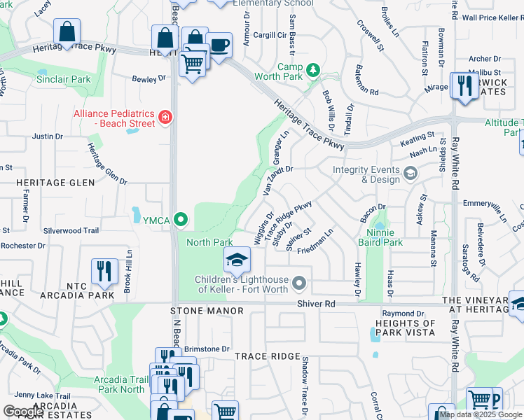 map of restaurants, bars, coffee shops, grocery stores, and more near 4752 Van Zandt Drive in Fort Worth